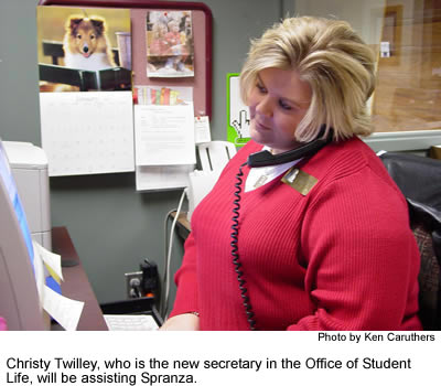 Christy Twilley, secretary in the Office of Student Life