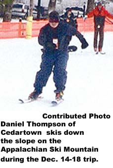 Daniel Thompson of Cedartown  skis down the slope on the Appalachian Ski Mountain during the Dec. 14-18 trip.   

