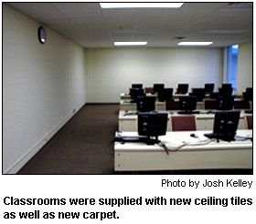 Classrooms were supplied with new ceiling tiles as well as new carpet.