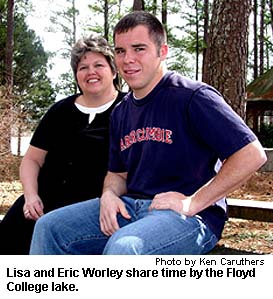  Lisa and Eric Worley share time by the Georgia Highlands College lake