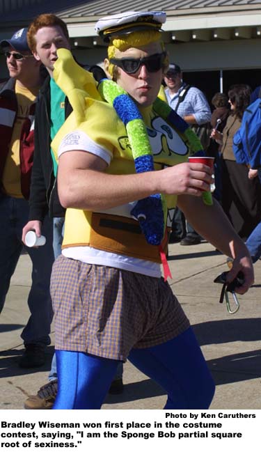Bradley Wiseman won first place in the costume contest, saying, I am the Sponge Bob partial square root of sexiness