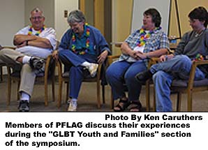 Members of PFLAG discuss their experiences during the GLBT Youth and Families section of the symposium.