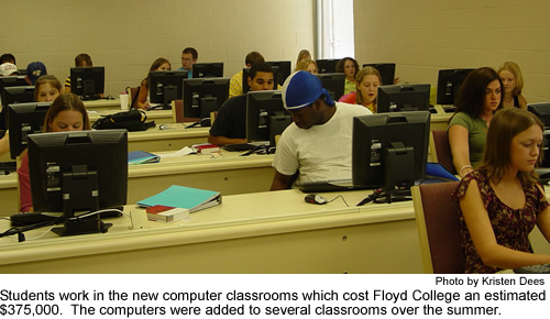 Students work in the new computer classrooms
