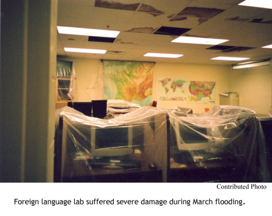Picture showing of the damaged done to the Forgein Language classroom