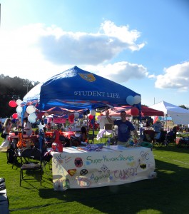 Matt Kendall, GHC student, volunteers at the Student Life tent at Relay for Life.