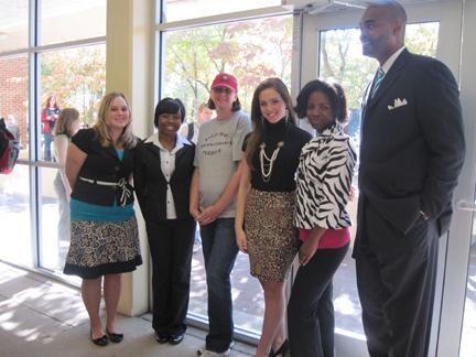 From Left to Right: C.J. Brown, Communications Major; Shakera Moody, Communications Major; Lorie Hinsch, GHC Administrative Associate; Rebecca Fusco, Communications Major; Ryan Jones, guest from Ryan Jones & Associates. Photo by Jennifer Frykman.