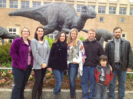 (From left) Jasmine Olander, instructor of biology; Camille Pace, instructor of mathematics; Alexandra MacMurdo, lecturer of communication; Jayme Feagin, assistant professor of history; Allen Easton, assistant professor of chemistry and Bronson Long, assistant professor of history, took several GHC students on a trip to the Fernbank Museum of Natural History. Photo taken by Gayle Golden.