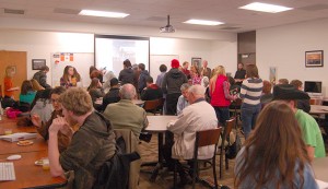 There was standing room only in the Floyd Library's Three Rivers Room during Starnes' discussion. Photo by Pedro Zavala