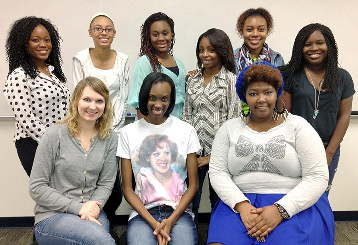 From back left Julia Areh, Dasia Smith, Nivenitie McDonald, Natalia Mullin, Jenay Simmons, Ceanette Jackson, Kelsie Maciejewski, Laisely Chevelor, Devon Strickland. Photo by Gayle Golden.