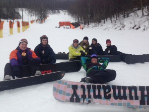 Instructor Travis (front) with students (from left) Max Deiters, Paul Tidwell, Stephanie Proffitt, Cheyenne Case, Lindsey Grenier and Tyler Brannon as they take a break on the slope contributed