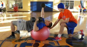 (from let) Mitchell Mannino and Andy Mocahbee exercises to prepare for the inaugural season of the GHC baceball team by Tatiana Smithson