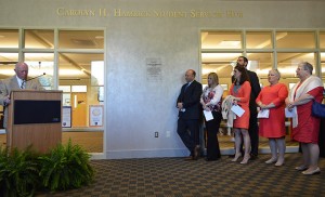 Bill Hamrick (left), husband of late Carolyn Hamrick, attends memorial ceremony.  Photo by Tatiana Smithson.