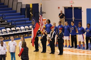 Colorguard, chorus, and players by Adam Hatcher