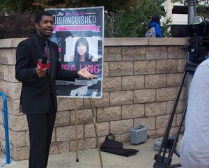 Former GHC student Victor Williams is filmed on the scene while serving as an anchor and reporter for Georgia State TV. Contributed.