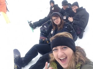 January: GHC students take a break from snowboarding to snap a picture. Contributed.