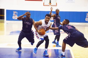 Ty Tony defends ball from opposing team. Photo by Karlee Helms.