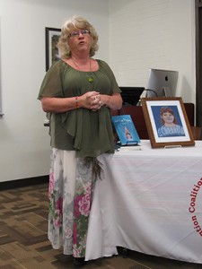 Susan Claxton discusses her newly published book in the Floyd Library. Callie Stokes.