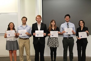 From left, Catlin Robinson, Adrian Sheppe, Jack Deakin, Nicole Koehler, Isaac Morales and Christina Koutavas the top six contestants of the Public Speaking Competition. 