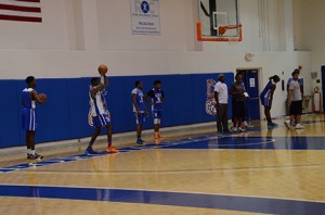 (From left) Fritz Lucien, Kevin Thomas-Griffin, Doniel Dean, and Paris Ballinger prepare for the upcoming season at a recent workout.