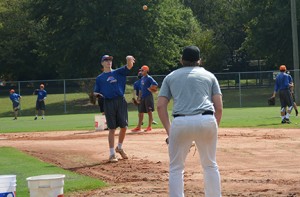 Nick Fink participates in GHC's baseball practice on Oct. 8. Photo by Shelby Hogland