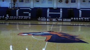 Here is a picture from the drone in flight over the Floyd campus gym. Photo by drone pilots Taylor Barton and Stacey Moffett