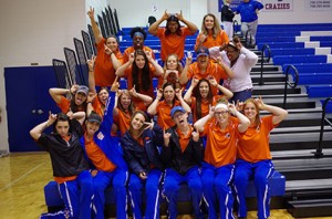 The Lady Chargers had a good time at the men's basketball game, where they were recognized at halftime, on Feb. 3 on the Floyd campus. Photo by Taylor Barton