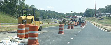 Construction crews work on roads near the Cartersville campus.Photo by Kaileb Webb