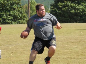 David Boaz gets ready to pass during the co-ed flag football game on Sept. 30 at Floyd.  Photo by Kayla Jameson