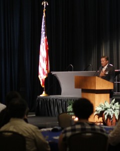 President Donald Green gives opening speech for the 45th annual Honors Night. Photo by Kaileb Webb