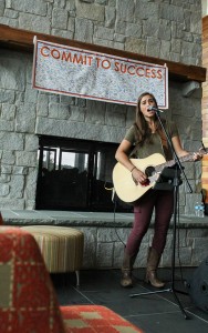 Angie Keilhauer plays original songs like “Let it Ride” and “Born to Drive” for Cartersville campus students. Photo by Stephanie Corona 