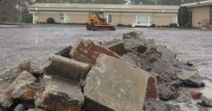 The old employee parking lot located between the Lakeview Building and the McCorkle Administration Building on the Floyd campus is being turned into a green space. Photo by Joseph McDaniel