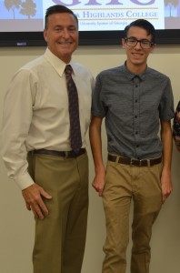 President Donald Green and dual enrolled student Tony Hernandez both were involved in the chemistry presentation at the meeting. Photo by Catie Sullivan