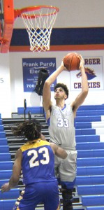 David Greer shoots from the post in the Gordon State Game. Photo by Catie Sullivan