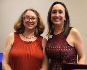 From left: Author K. Heidi Fishman and Alexandra MacMurdo Reiter, assistant professor of communication, worked together on their April 4 presentation. Photo by Kayley Agan