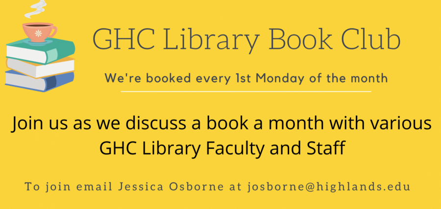 Join the GHC Library Book Club on the first Monday of every month.