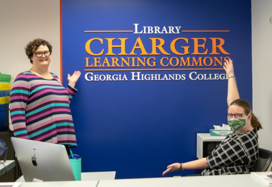From+left%2C+Laura+Gargis+and+Sidnie+Fouraker%2C+the+Paulding+campus+Librarian+and+Library+Associate%2C+show+off+the+Charger+Learning+Commons+during+the+ribbon-cutting+event.
