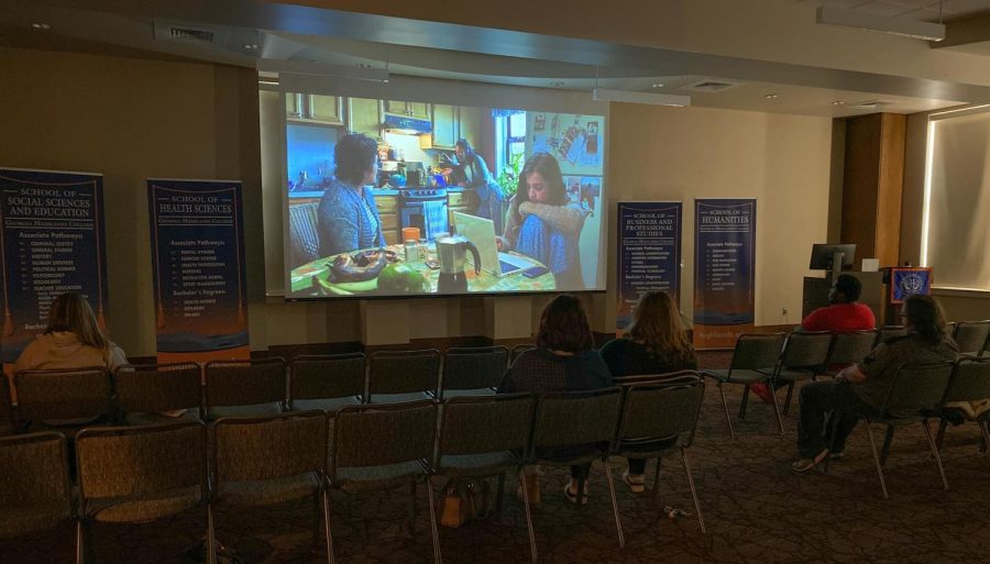 Members of the Highlands Film Society and other students gathered in the Cartersville campus ballroom to watch the featured movie Knives Out.
