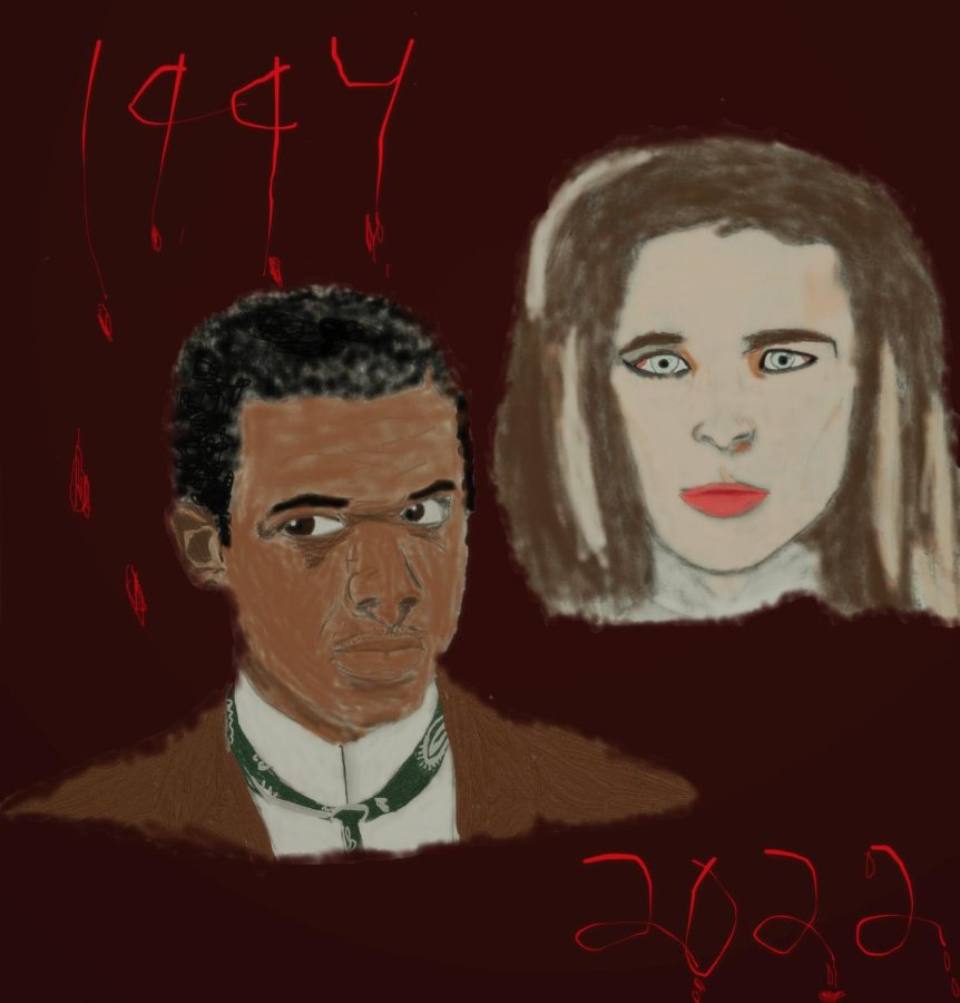 An artistic rendition of Jacob Anderson as Louis de Pointe du Lac (left) in the 2022 series Interview with a Vampire, in comparison with Brad Pitt as Louis (right) in the 1994 movie.