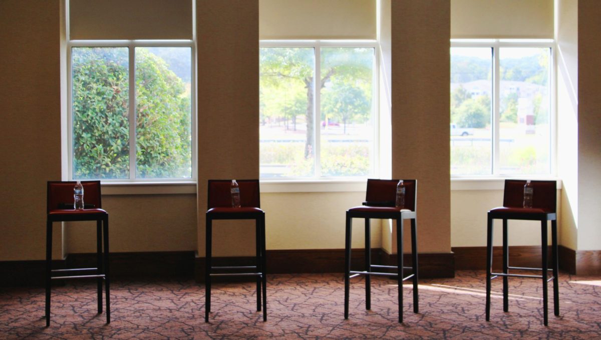 Each chair in the Cartersville ballroom was set up for the panelists to speak.