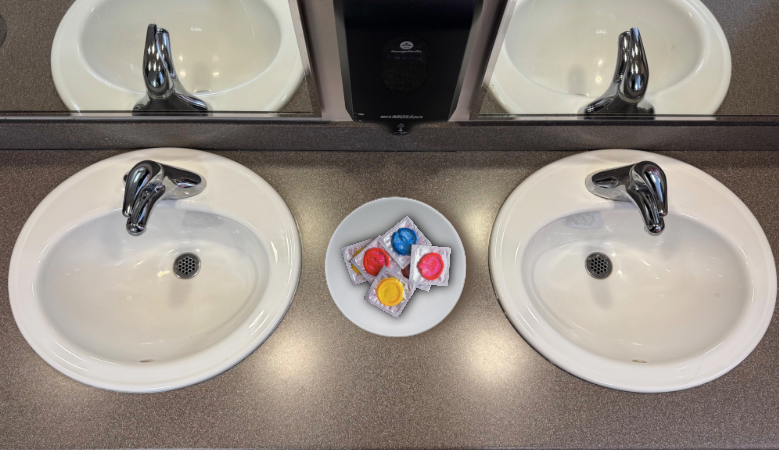 sink bowl with condoms-Graphic by Andrew S